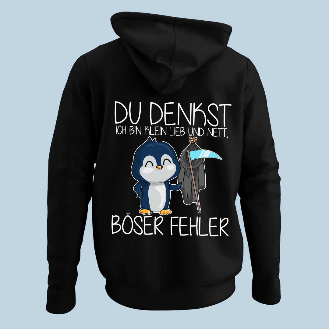 Böser Fehler Pinguin - Hoodie Unisex Rückendruck