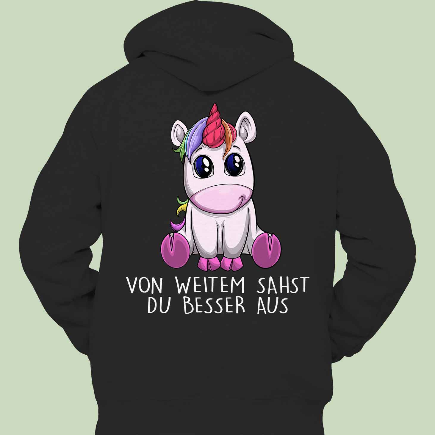 Aussehen Einhorn - Hoodie Unisex Rückendruck