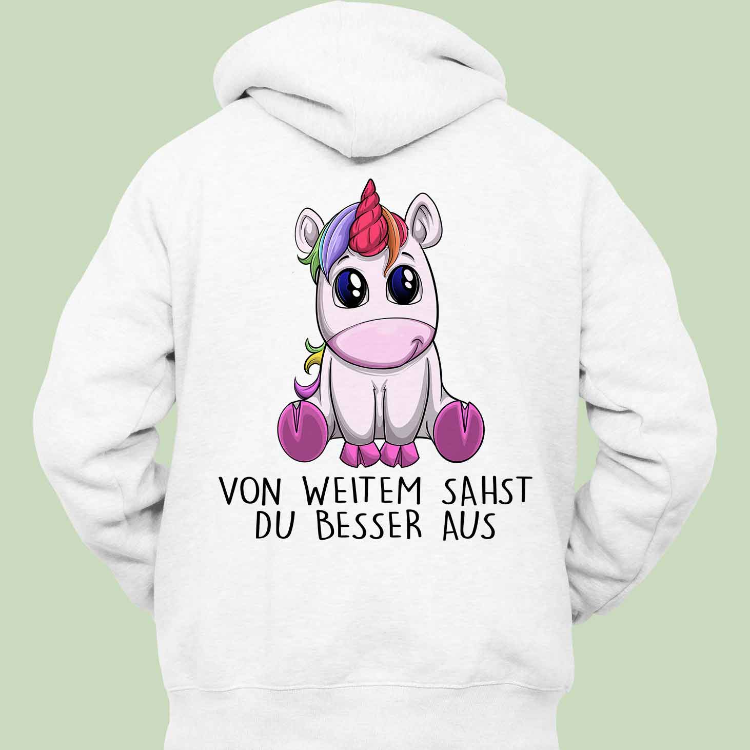 Aussehen Einhorn - Hoodie Unisex Rückendruck
