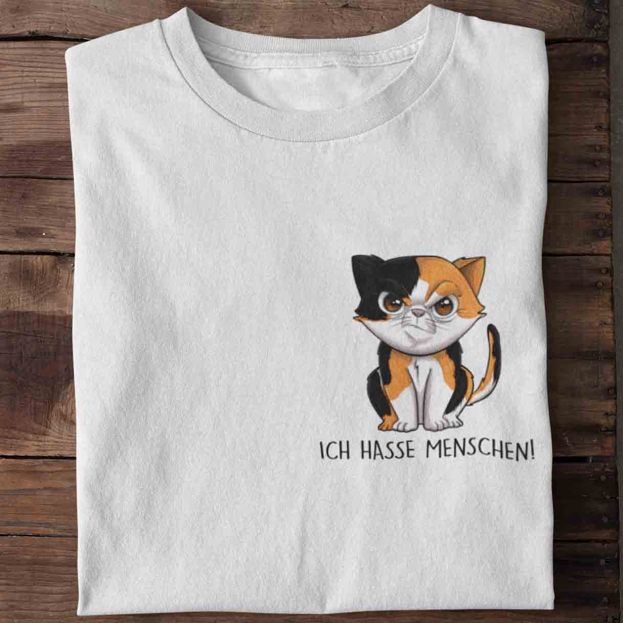 Menschenliebe Katze Brust - Shirt Unisex