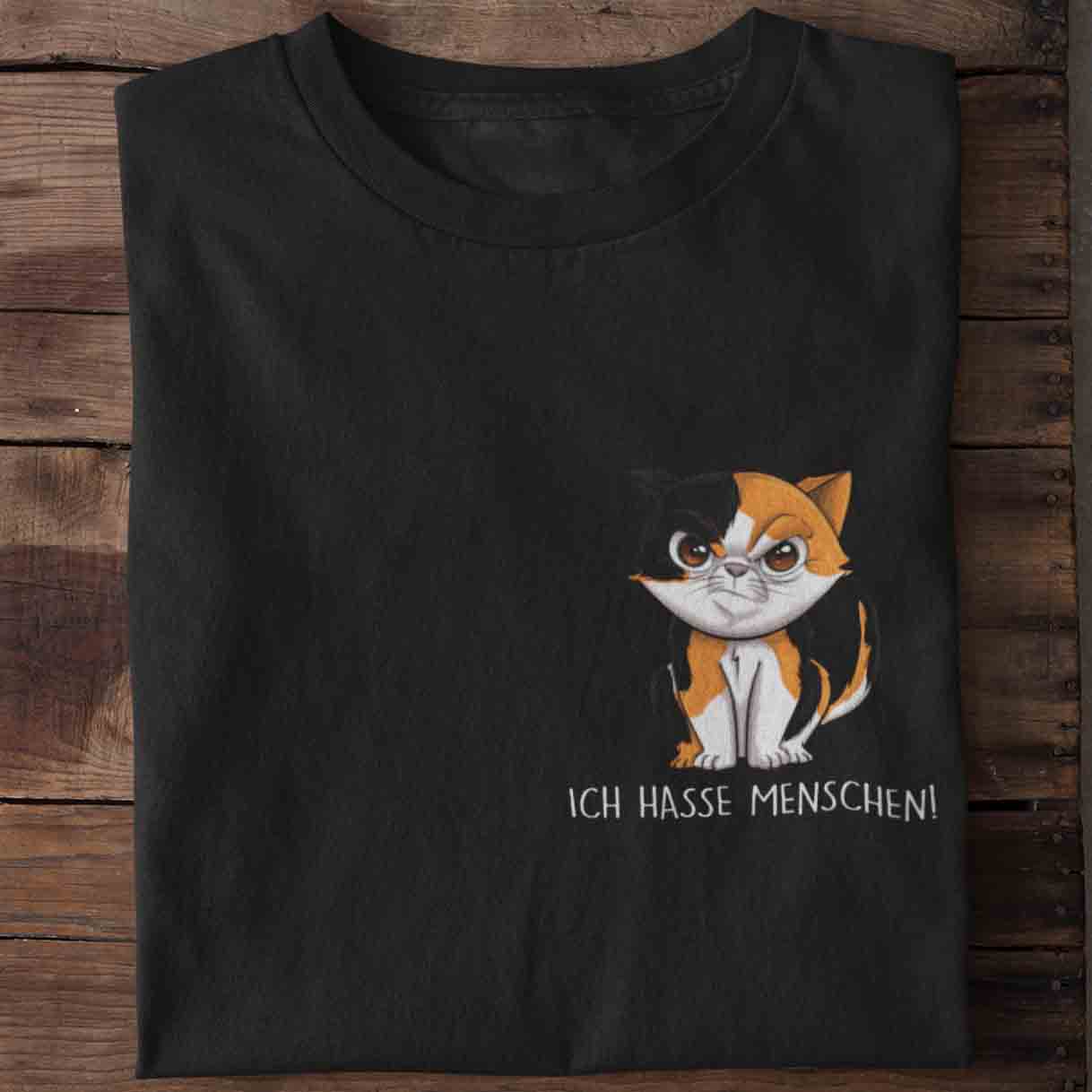 Menschenliebe Katze Brust - Shirt Unisex
