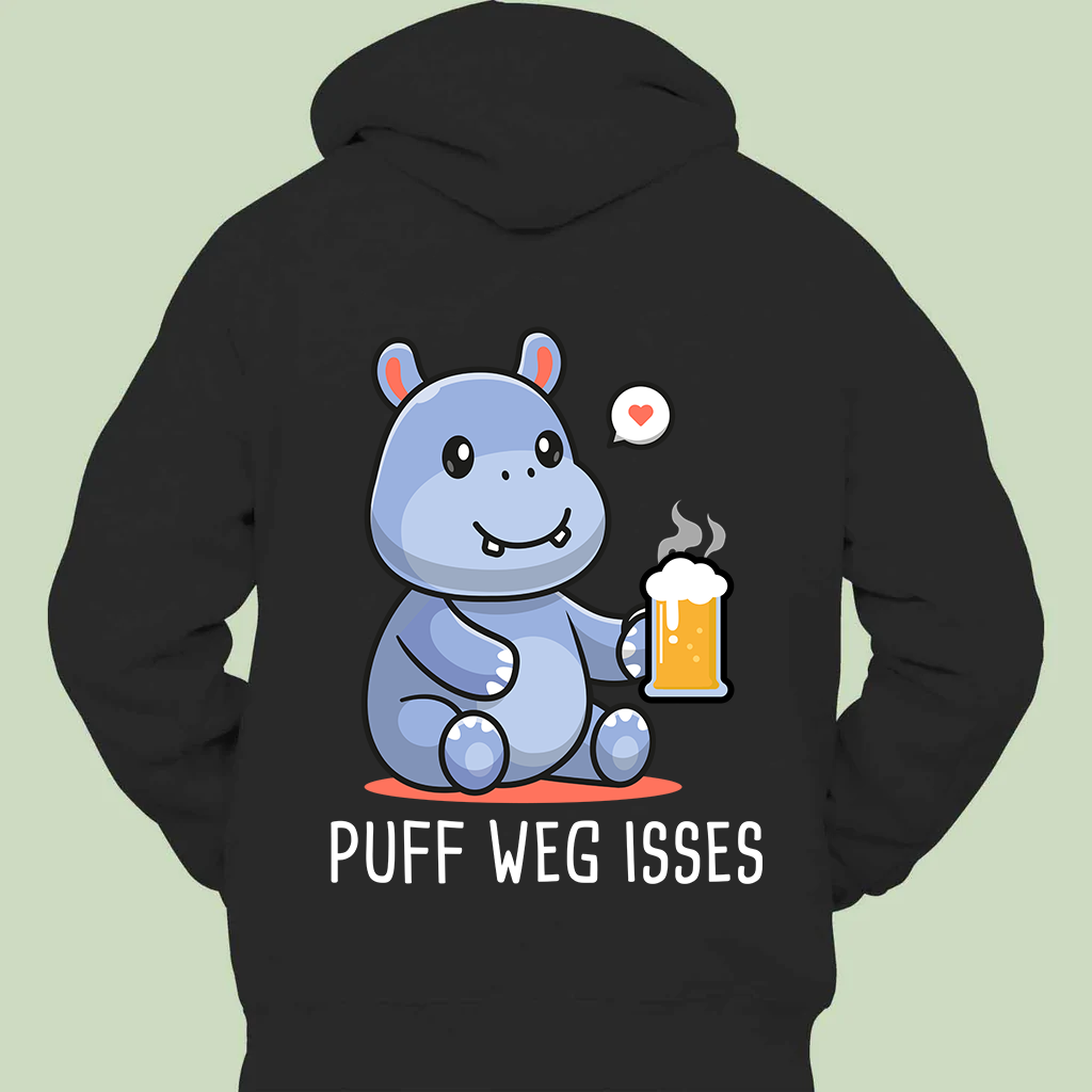 Weg Nilpferd - Hoodie Unisex Rückendruck