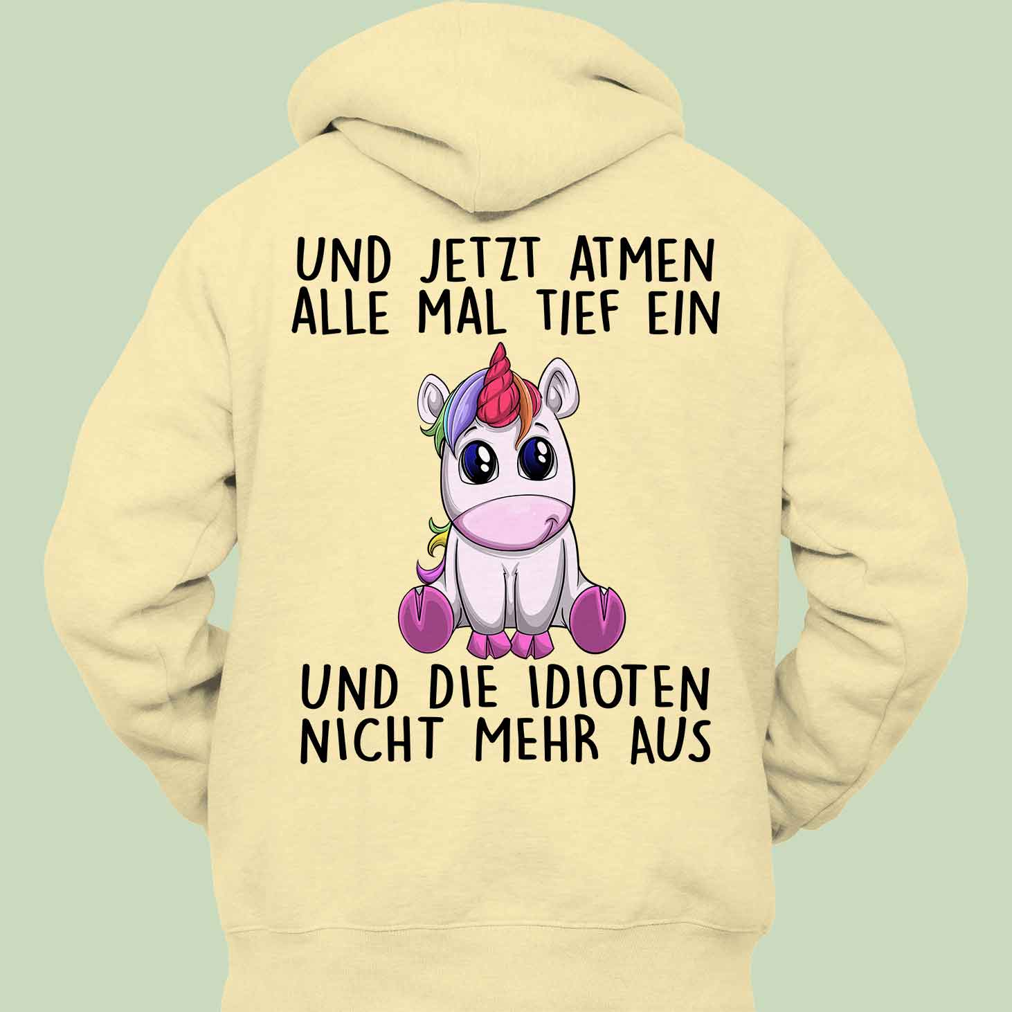 Einatmen Einhorn - Hoodie Unisex Rückendruck
