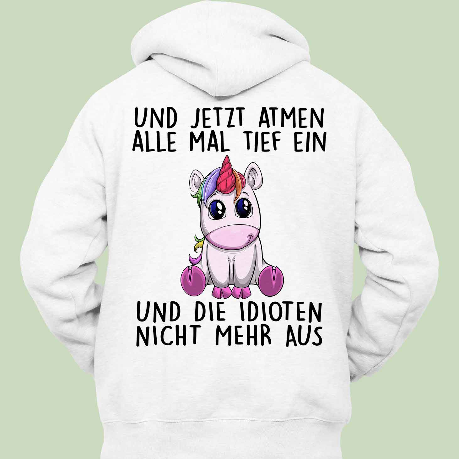 Einatmen Einhorn - Hoodie Unisex Rückendruck