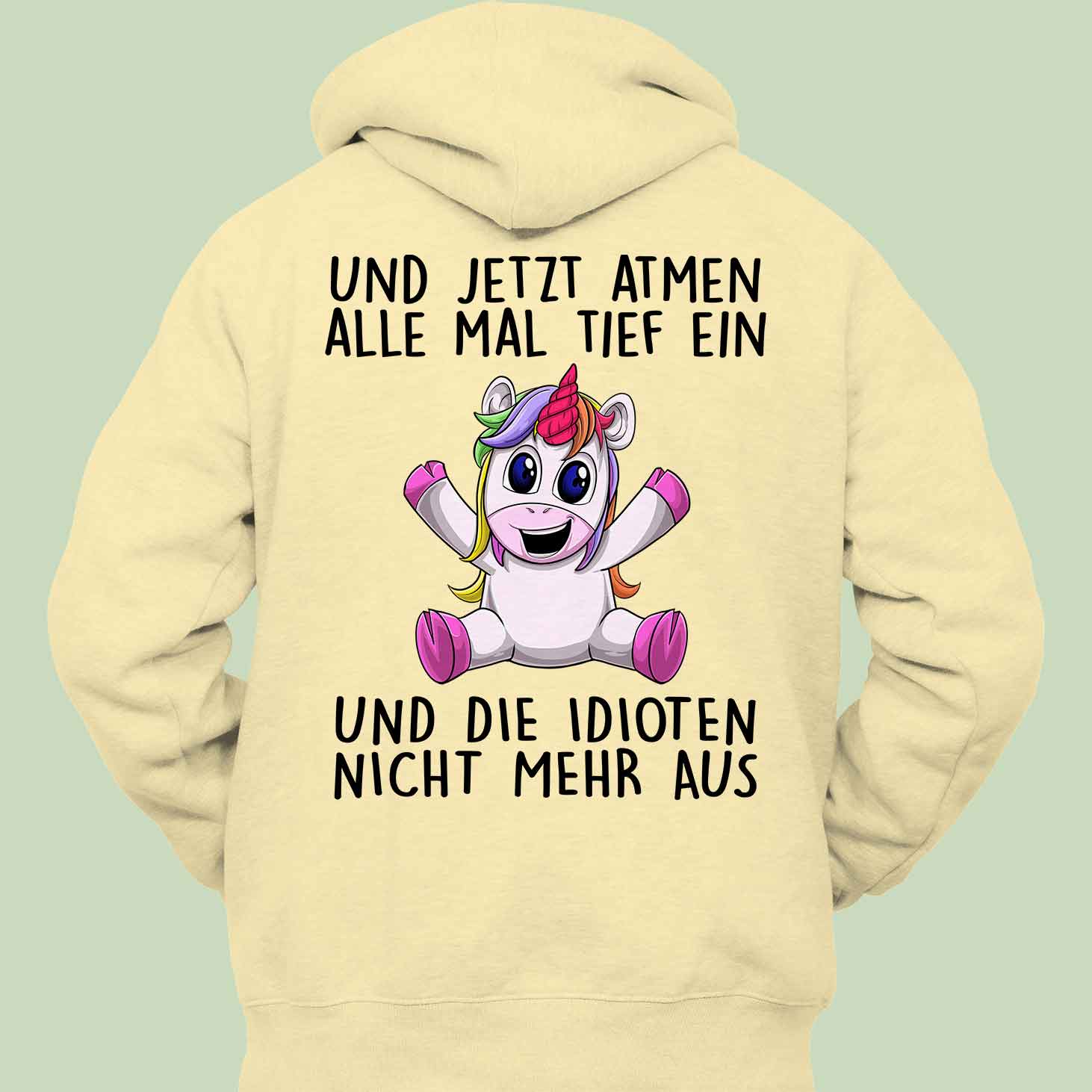 Einatmen Unicorn - Hoodie Unisex Rückendruck