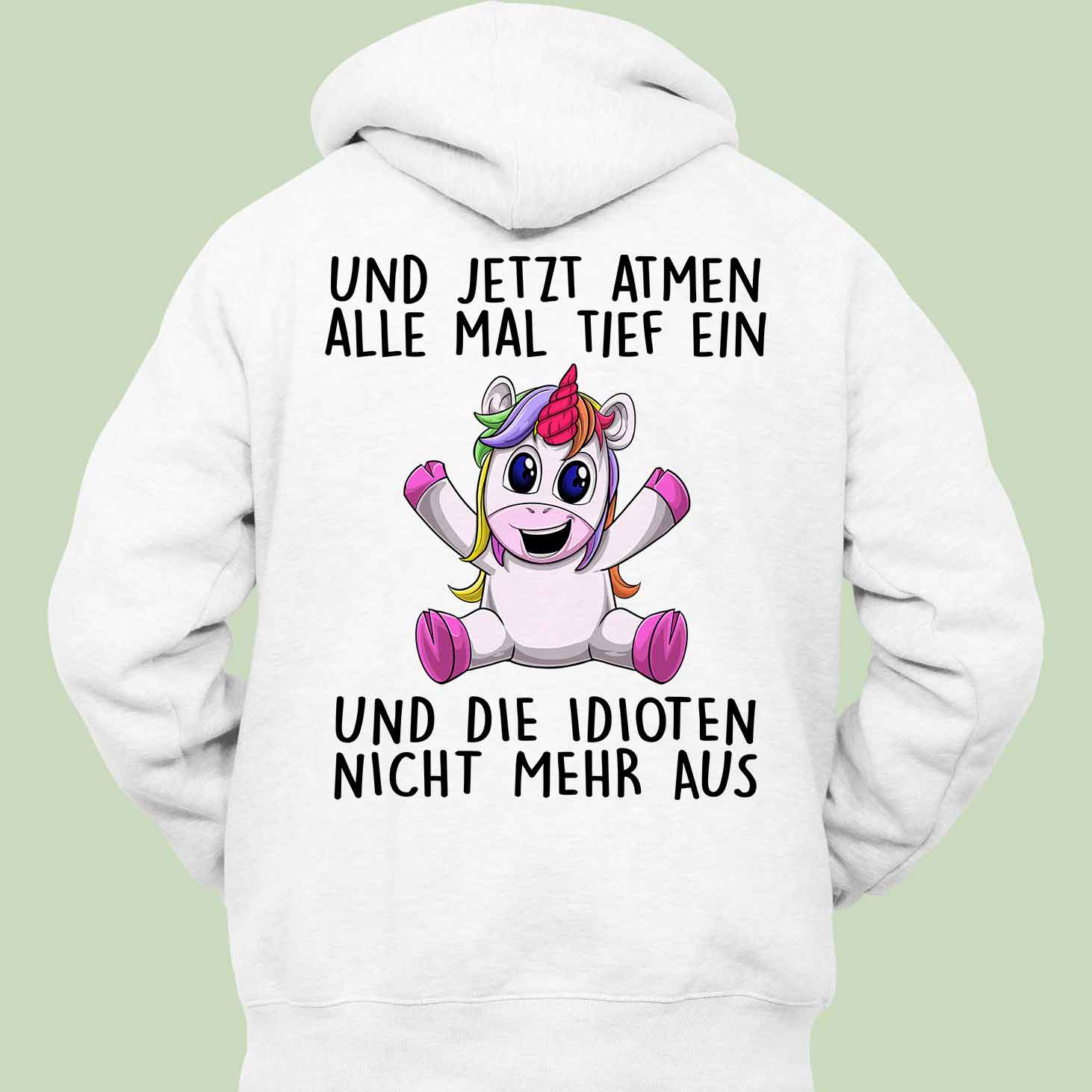 Einatmen Unicorn - Hoodie Unisex Rückendruck
