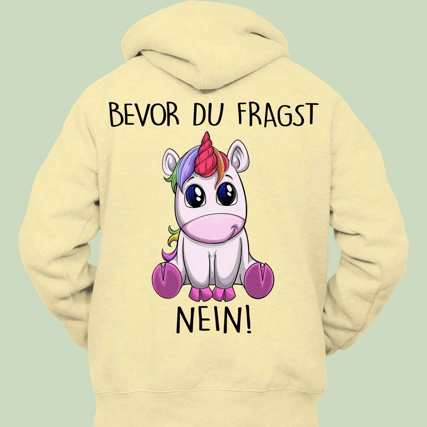 Fragen Einhorn - Hoodie Unisex Rückendruck