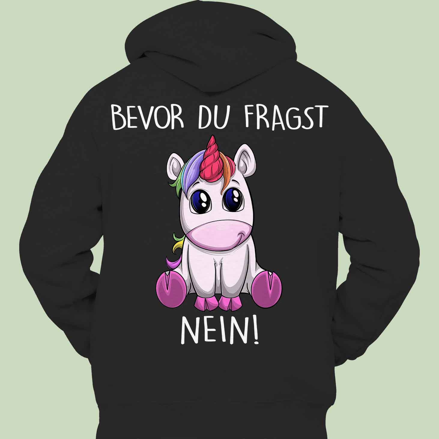 Fragen Einhorn - Hoodie Unisex Rückendruck