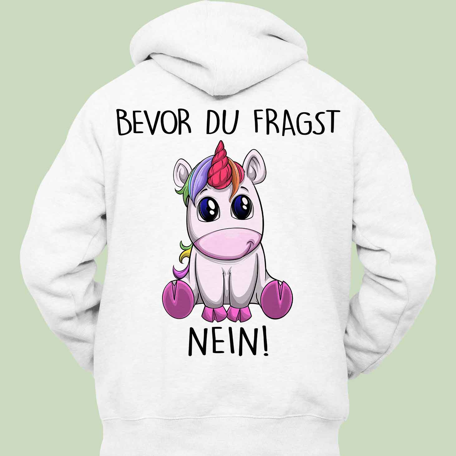 Fragen Einhorn - Hoodie Unisex Rückendruck