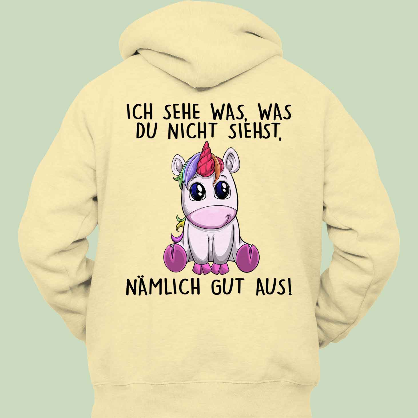 Gutaussehend Einhorn - Hoodie Unisex Rückendruck