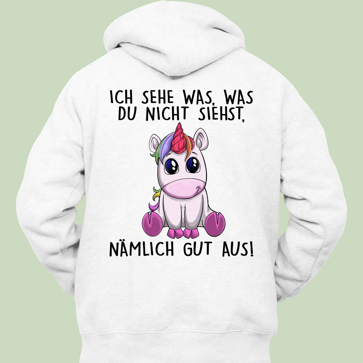 Gutaussehend Einhorn - Hoodie Unisex Rückendruck