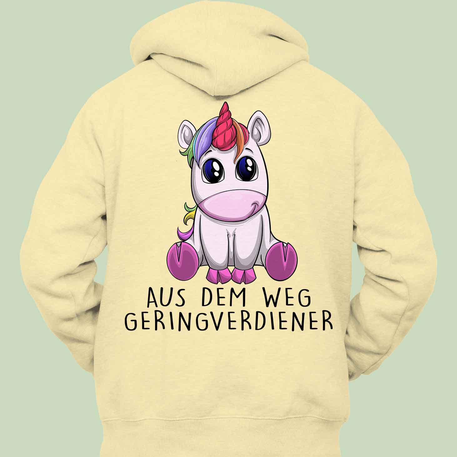 Geringverdiener Einhorn - Hoodie Unisex Rückendruck