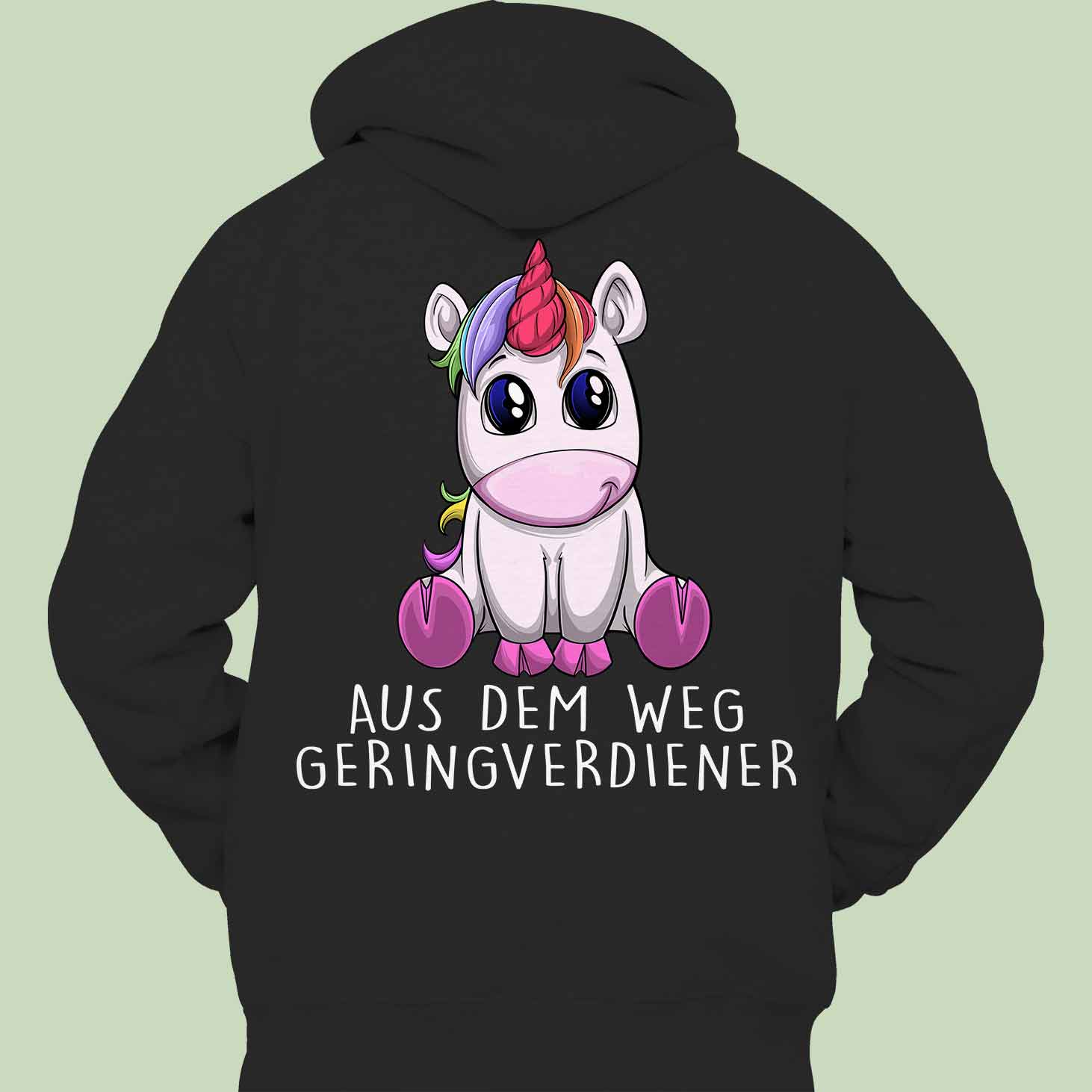 Geringverdiener Einhorn - Hoodie Unisex Rückendruck