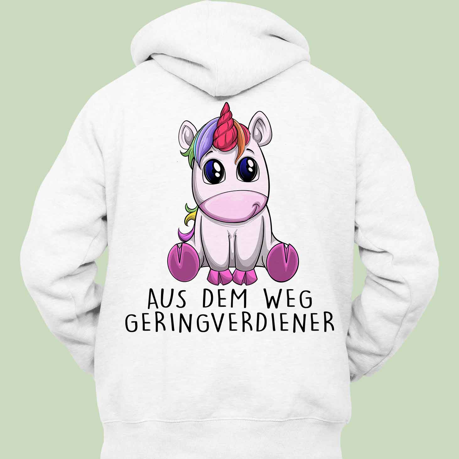 Geringverdiener Einhorn - Hoodie Unisex Rückendruck