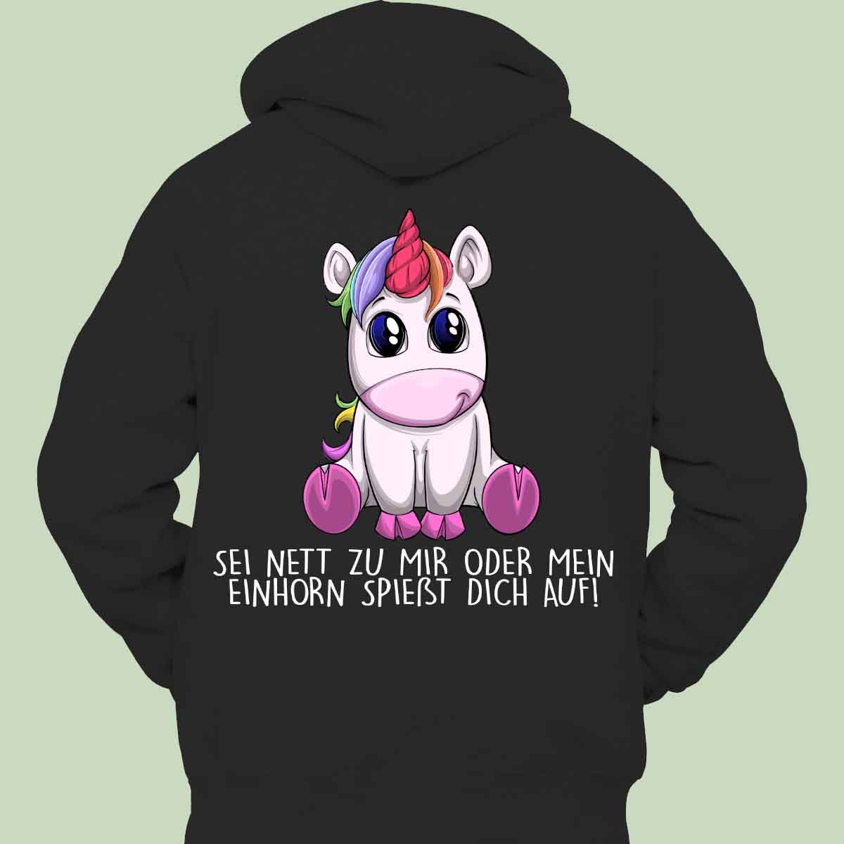Aufspießen Einhorn - Hoodie Unisex Rückendruck