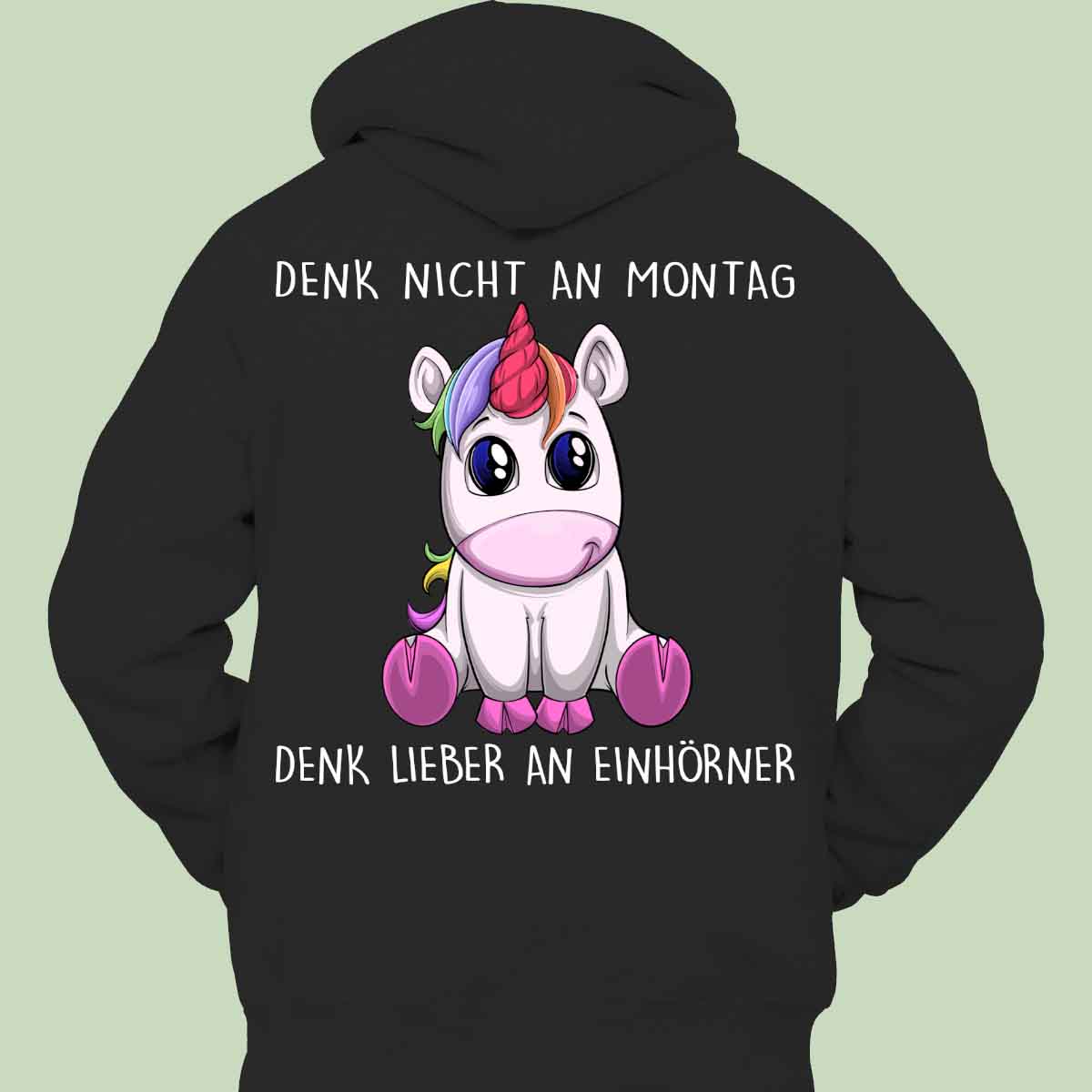 Montag Einhorn - Hoodie Unisex Rückendruck