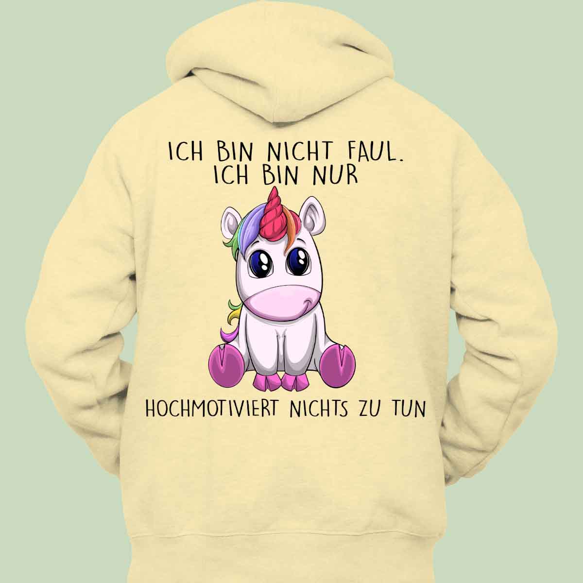 Hochmotiviert Einhorn - Hoodie Unisex Rückendruck
