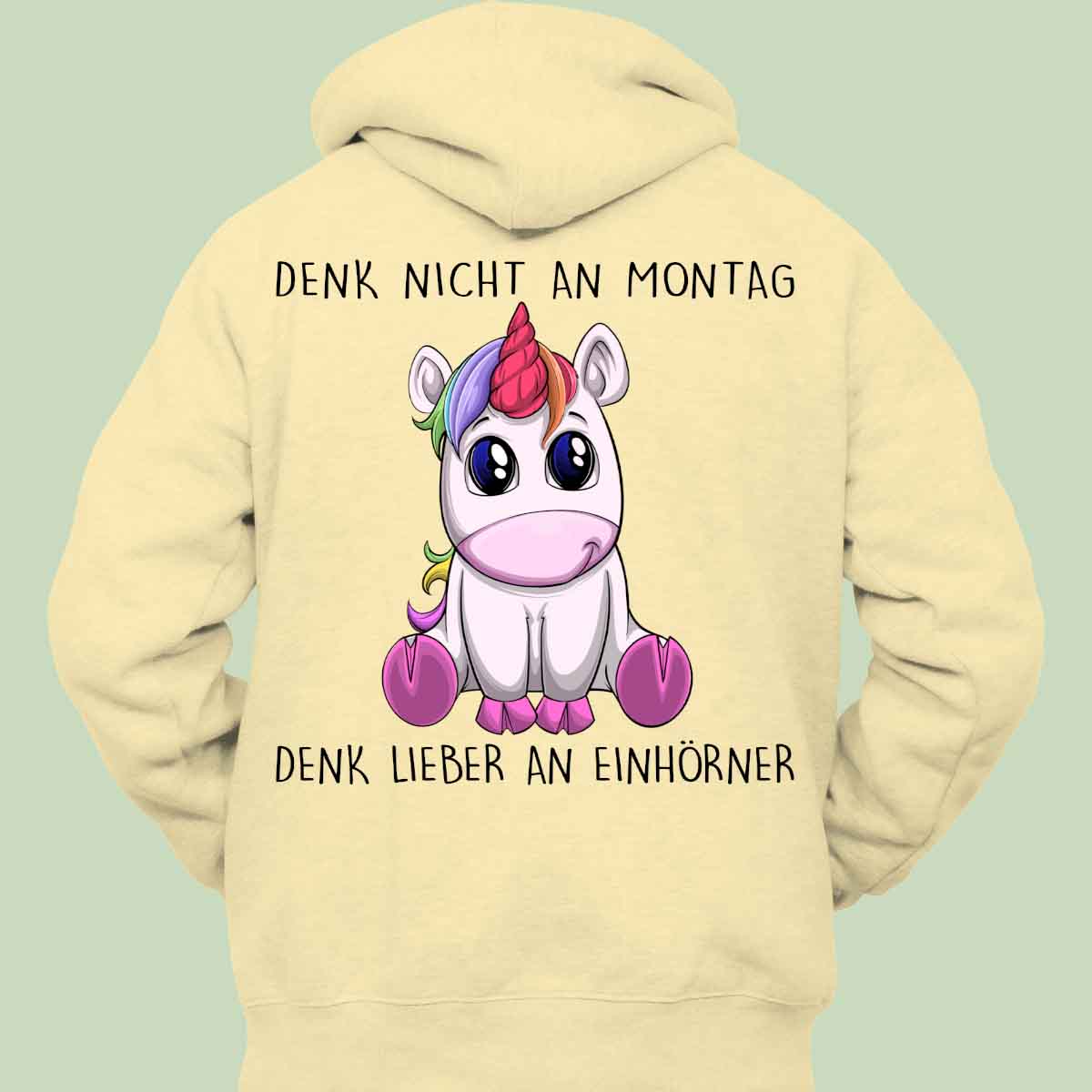 Montag Einhorn - Hoodie Unisex Rückendruck