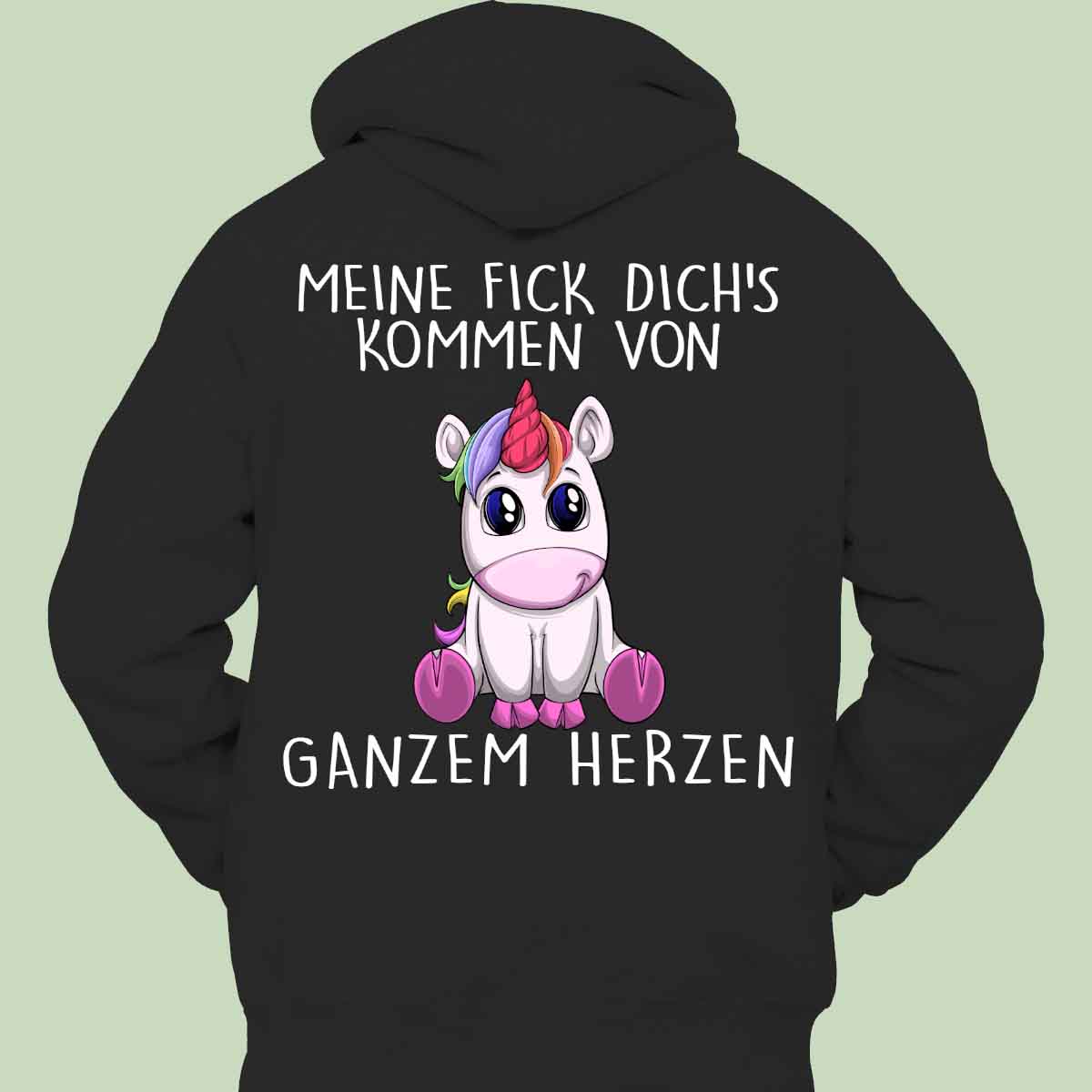 Herzen Einhorn - Hoodie Unisex Rückendruck
