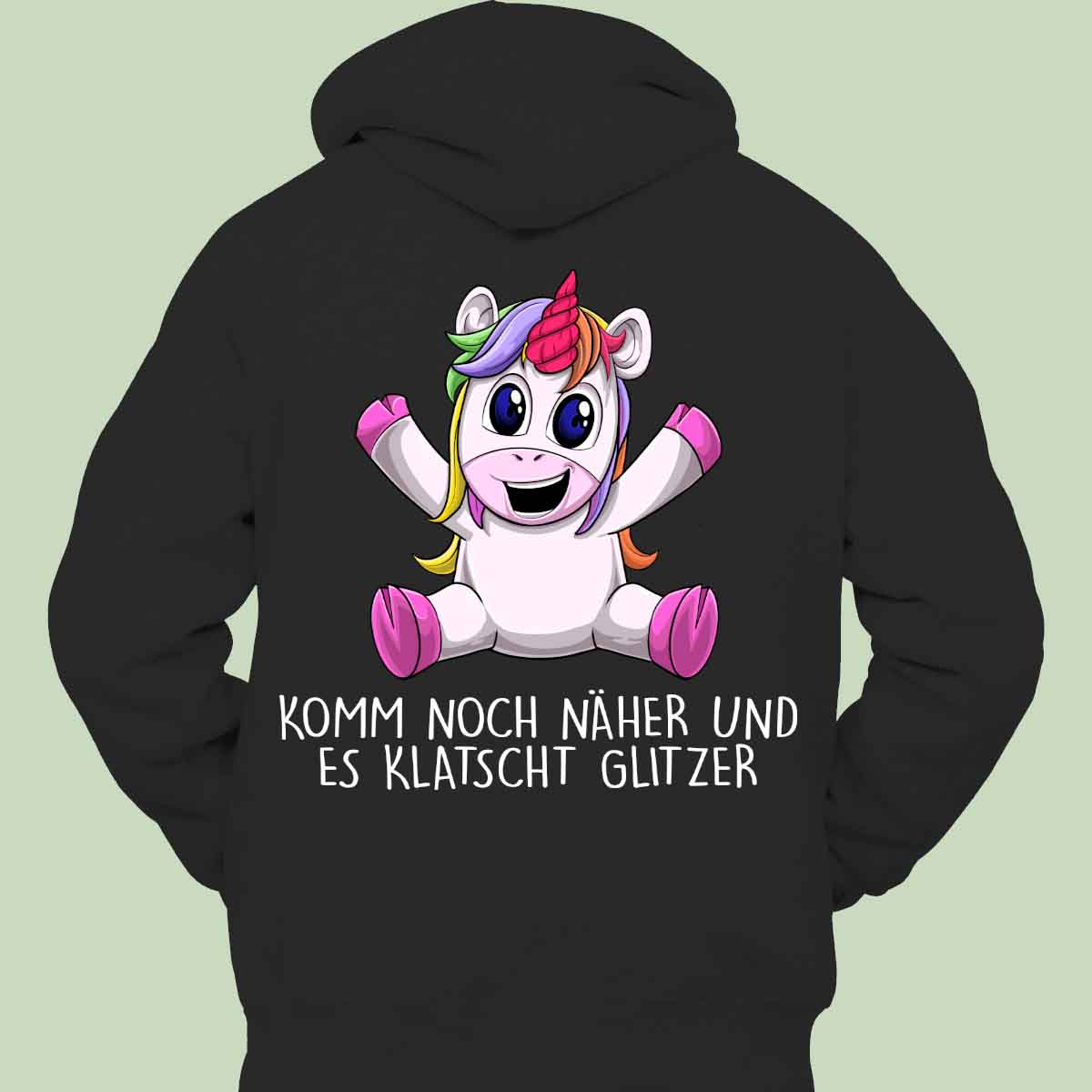 Glitzer Unicorn - Hoodie Unisex Rückendruck