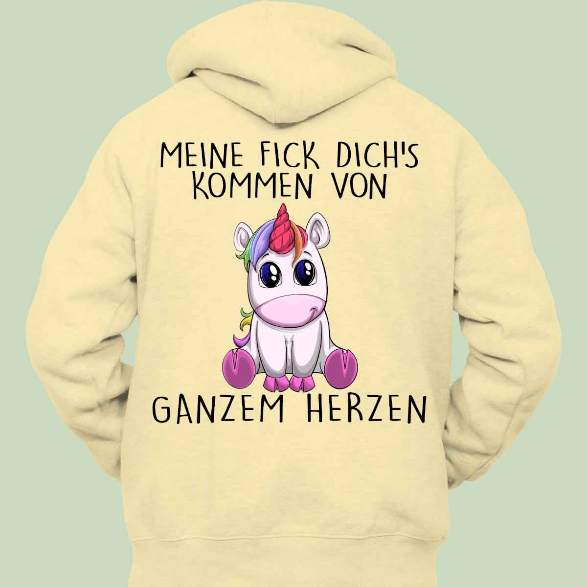 Herzen Einhorn - Hoodie Unisex Rückendruck