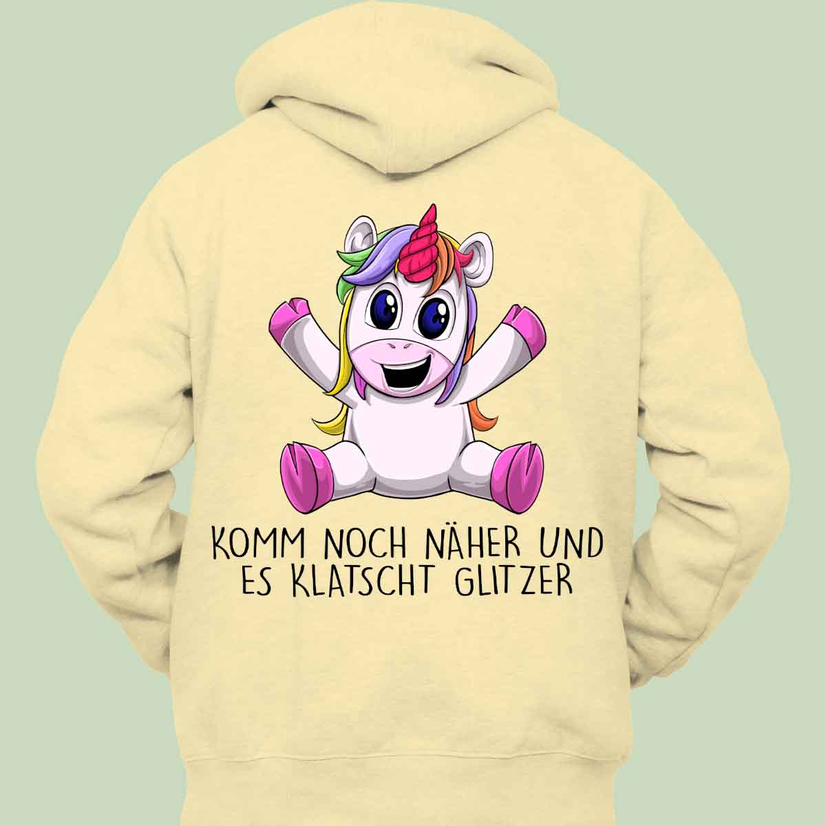 Glitzer Unicorn - Hoodie Unisex Rückendruck