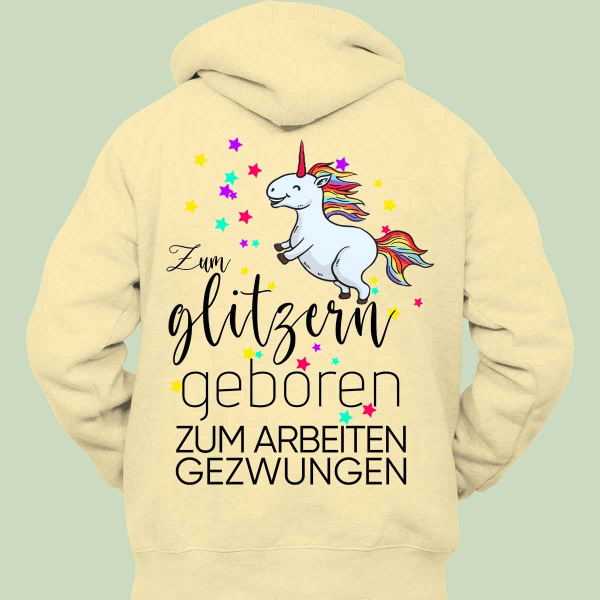 Gezwungen Einhorn - Hoodie Unisex Rückendruck