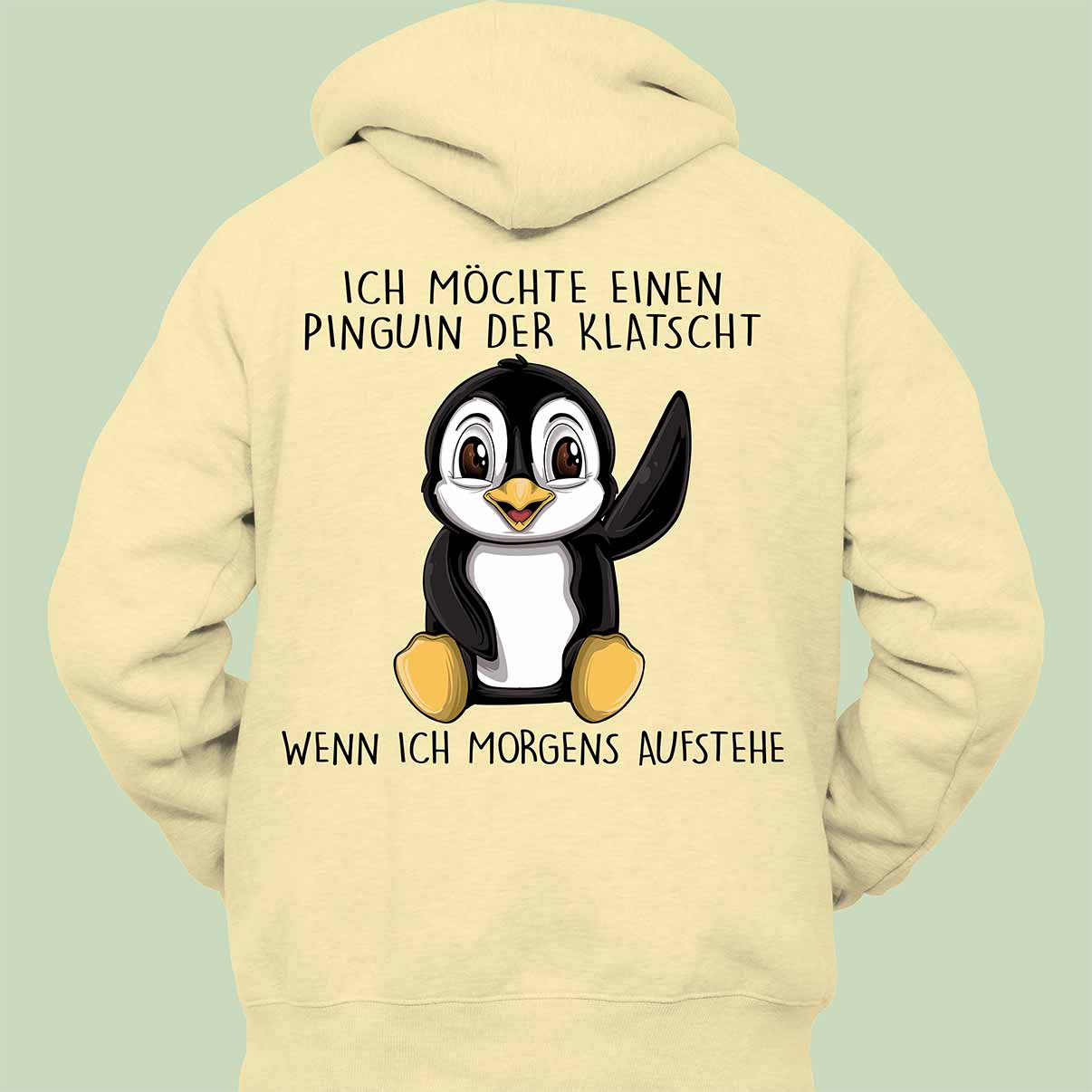 Klatscht Pinguin - Hoodie Unisex Rückendruck
