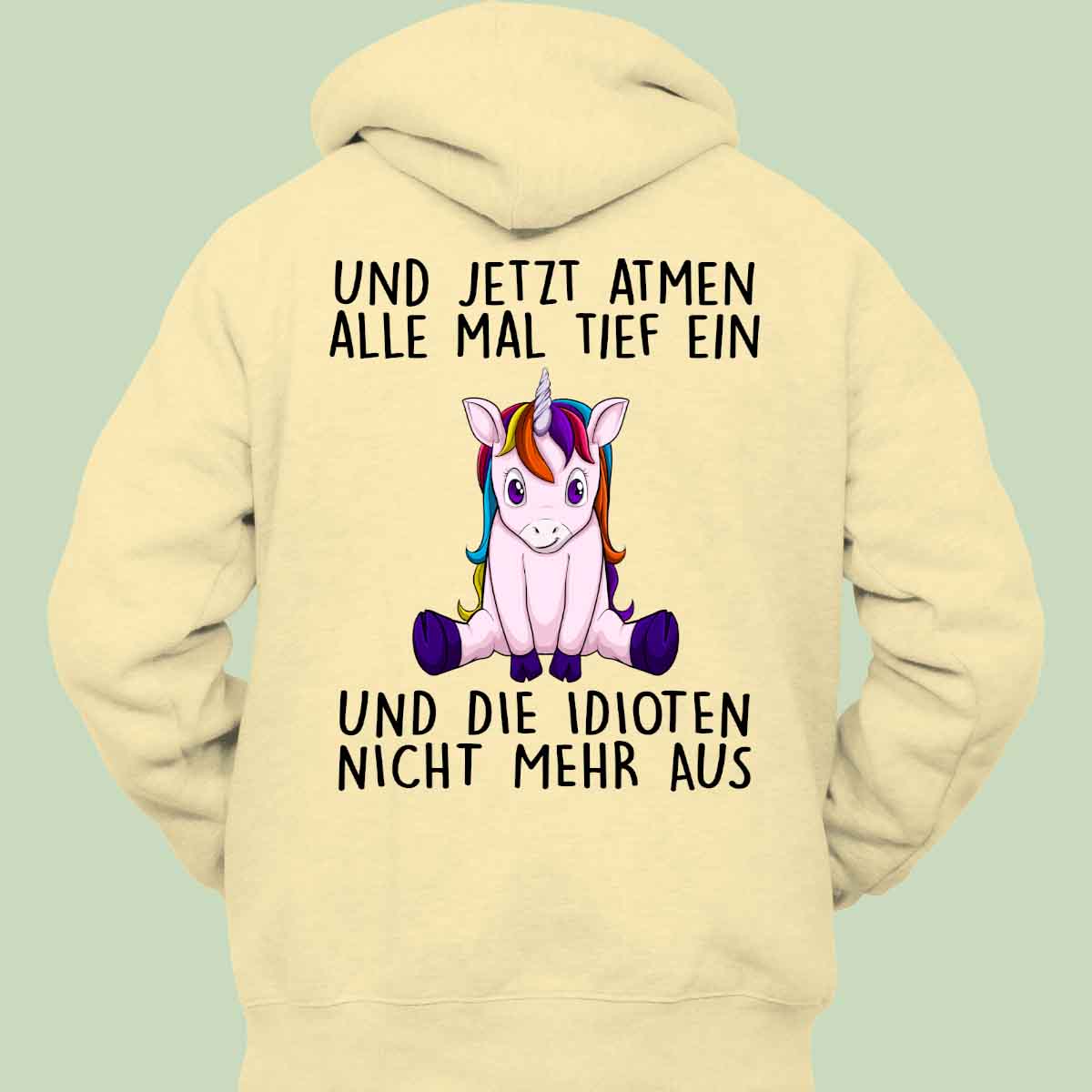 Einatmen Einhorn 2 - Hoodie Unisex Rückendruck