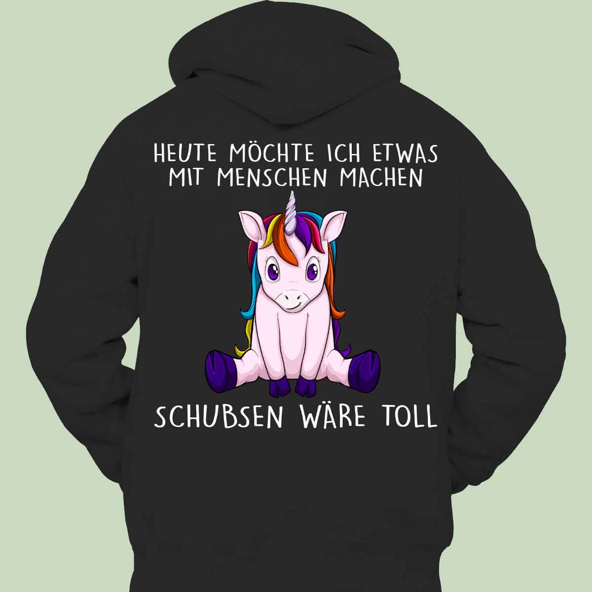 Schubsen Einhorn 2 - Hoodie Unisex Rückendruck
