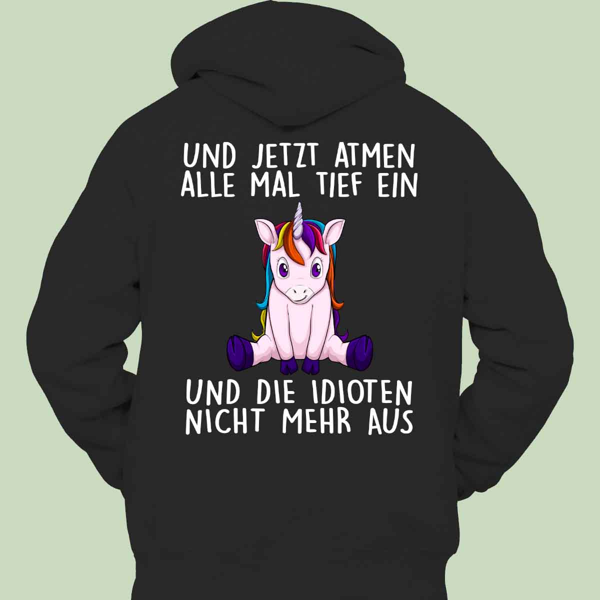 Einatmen Einhorn 2 - Hoodie Unisex Rückendruck