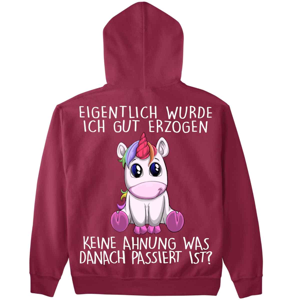 Erzogen Einhorn - Premium Hoodie Unisex Rückendruck