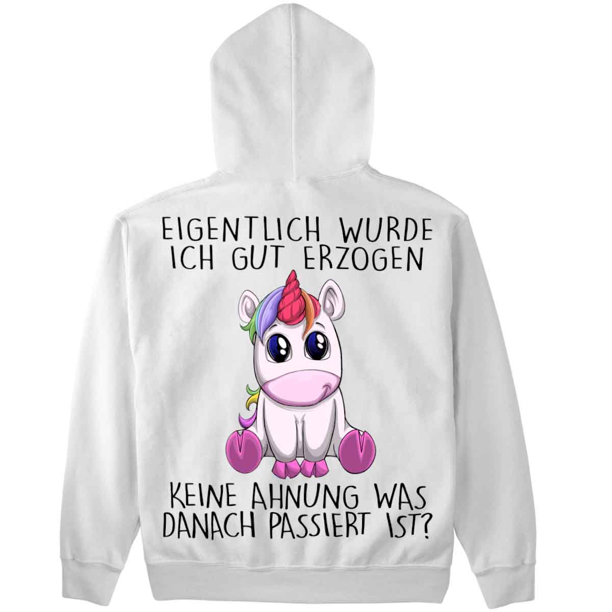 Erzogen Einhorn - Premium Hoodie Unisex Rückendruck