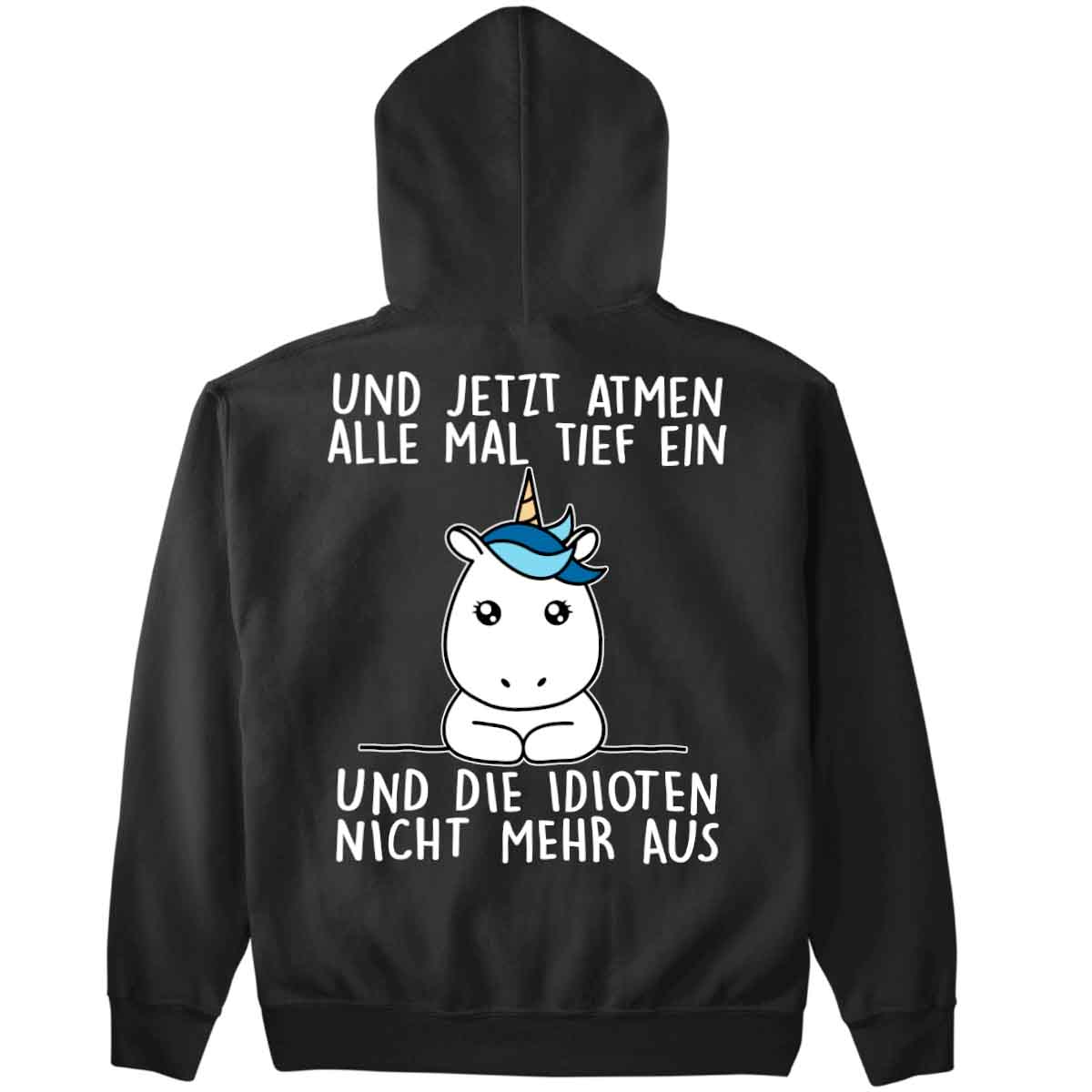 Einatmen Simple Einhorn - Premium Hoodie Unisex Rückendruck