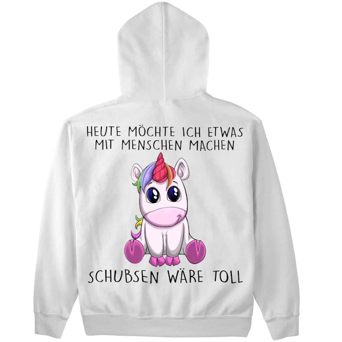 Schubsen Einhorn - Premium Hoodie Unisex Rückendruck