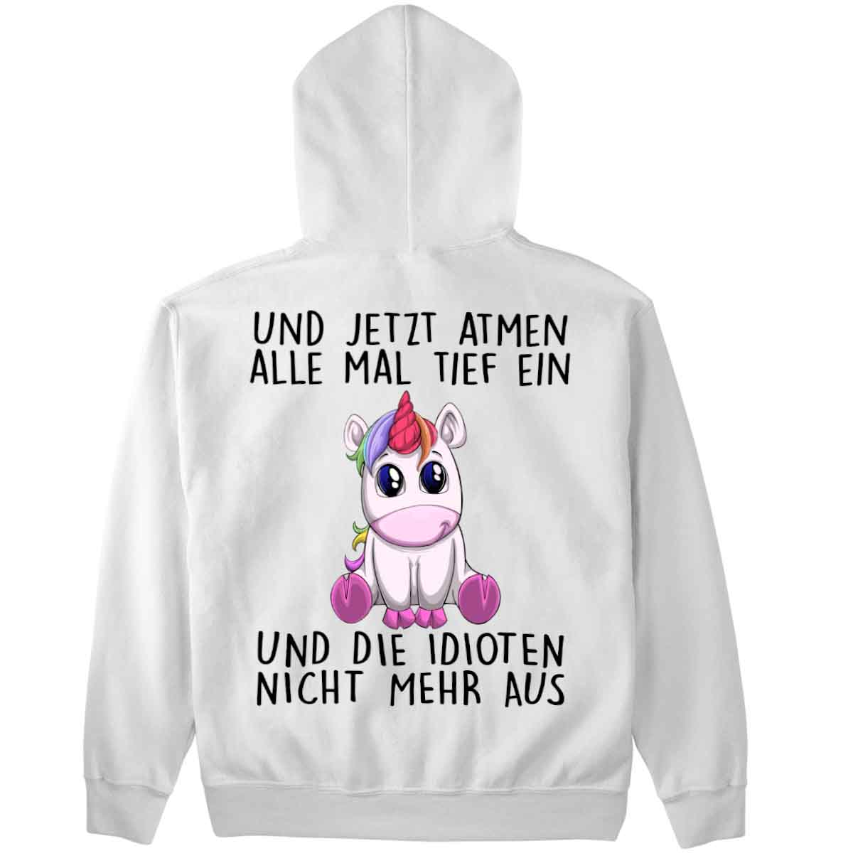 Einatmen Einhorn - Premium Hoodie Unisex Rückendruck