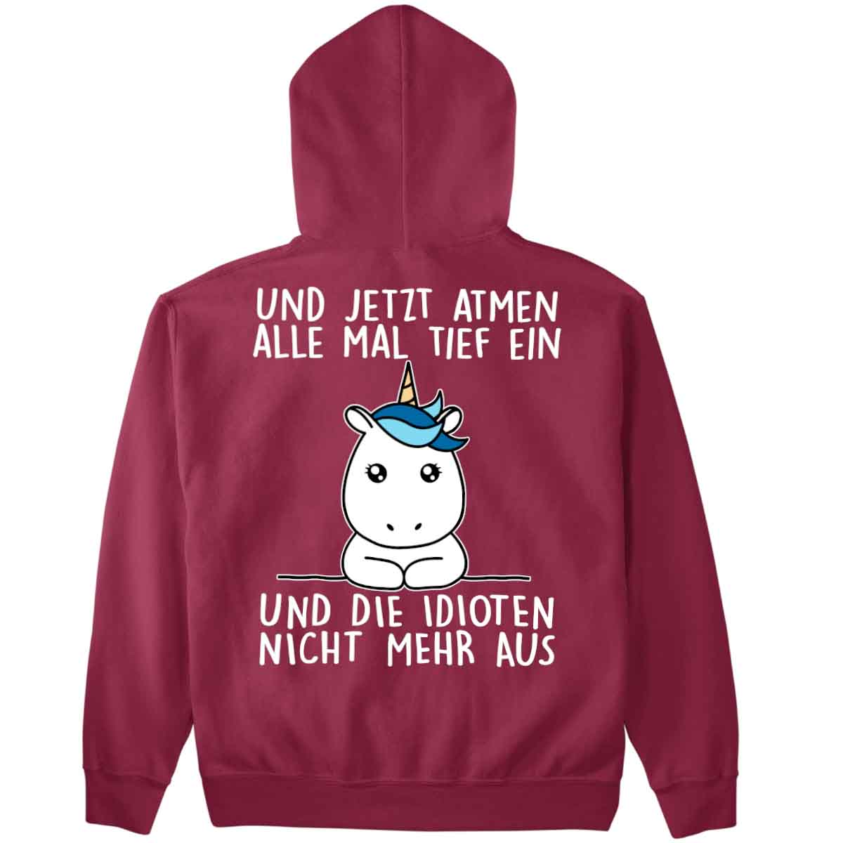 Einatmen Simple Einhorn - Premium Hoodie Unisex Rückendruck
