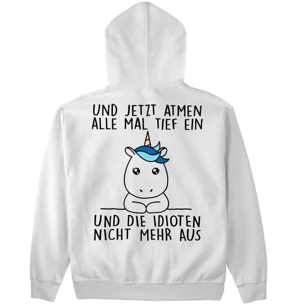 Einatmen Simple Einhorn - Premium Hoodie Unisex Rückendruck