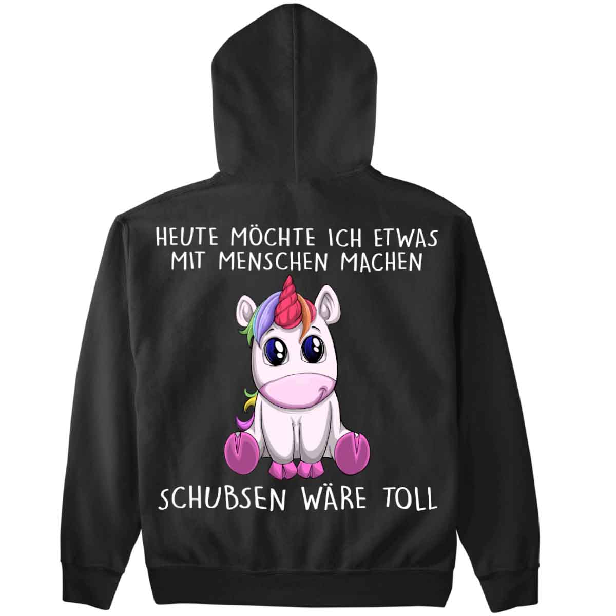 Schubsen Einhorn - Premium Hoodie Unisex Rückendruck