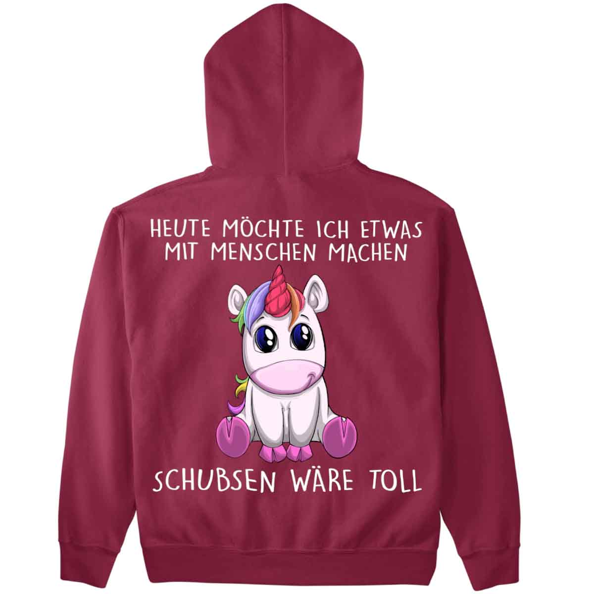 Schubsen Einhorn - Premium Hoodie Unisex Rückendruck