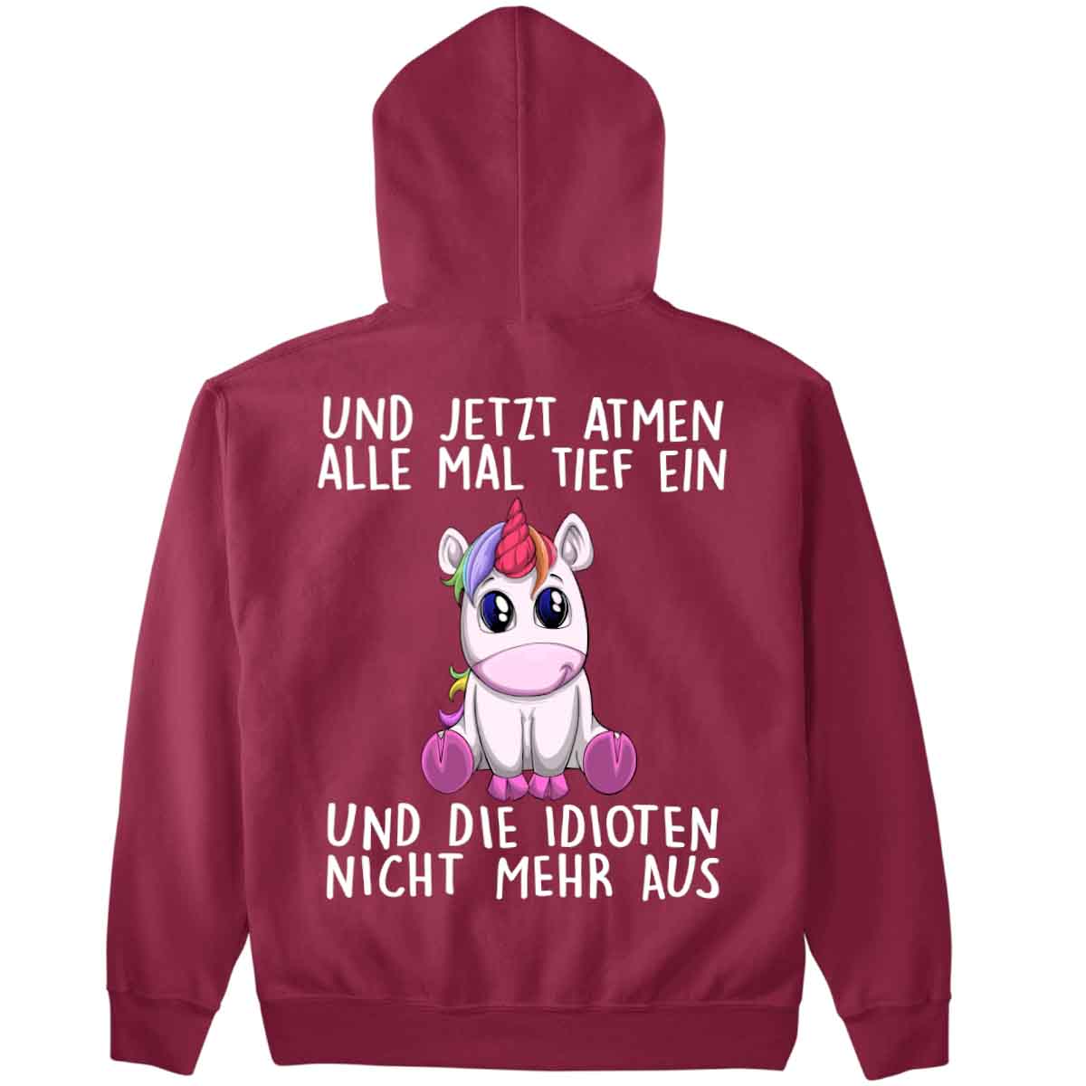 Einatmen Einhorn - Premium Hoodie Unisex Rückendruck