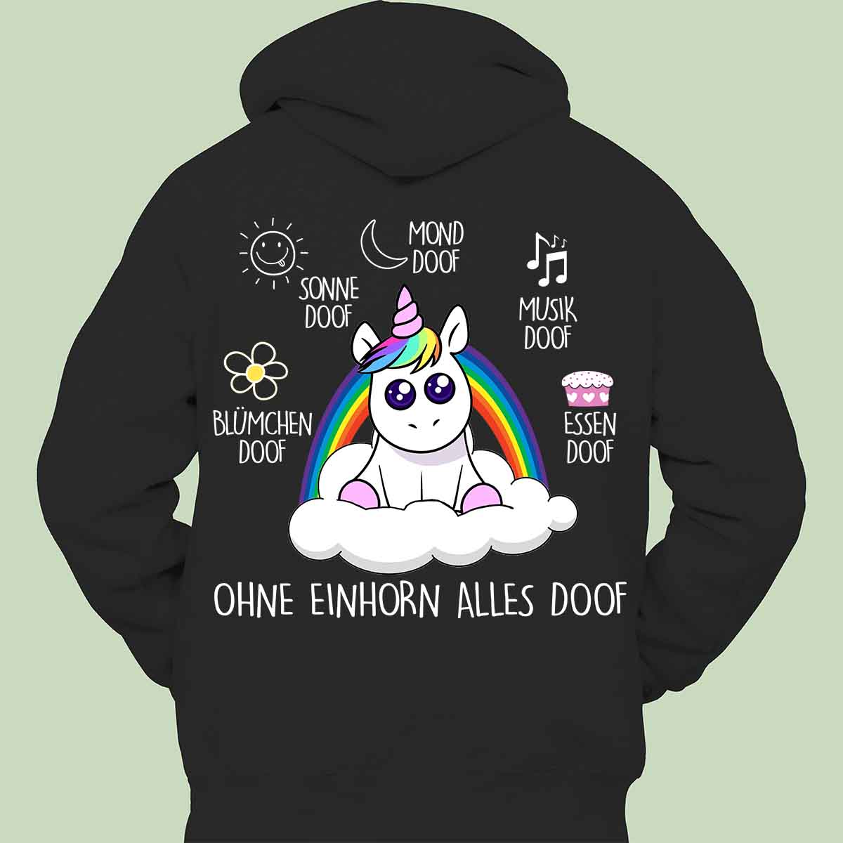 Alles Doof Einhorn - Hoodie Unisex Rückendruck
