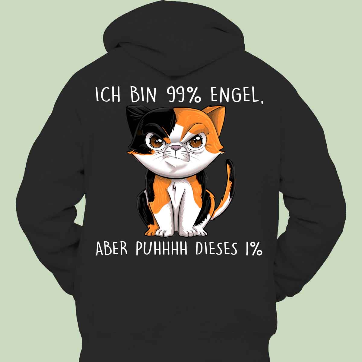 Engel Böse Katze - Hoodie Unisex Rückendruck