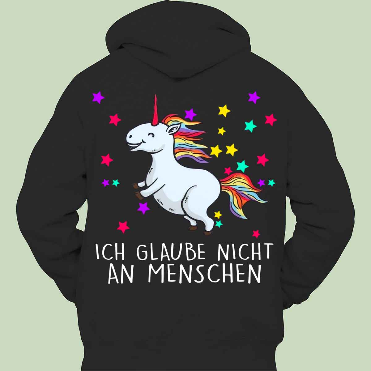 Menschen Glitzer Einhorn - Hoodie Unisex Rückendruck
