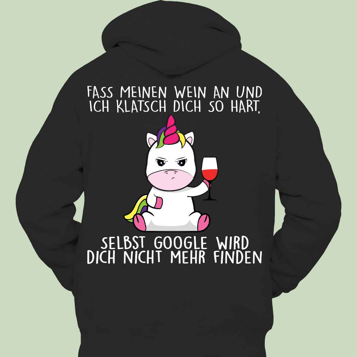 Wein Cute Einhorn - Hoodie Unisex Rückendruck