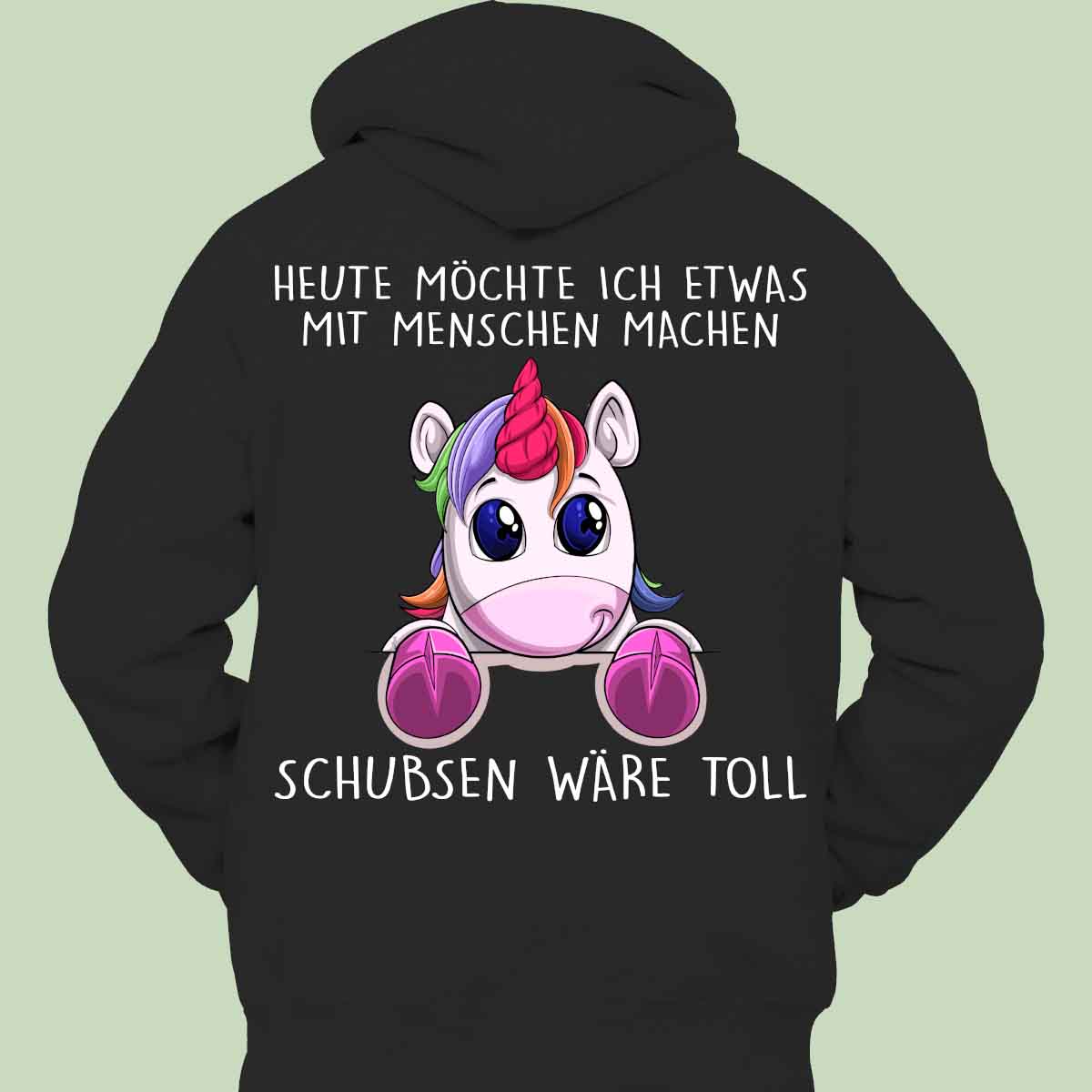 Schubsen Einhörnchen - Hoodie Unisex Rückendruck