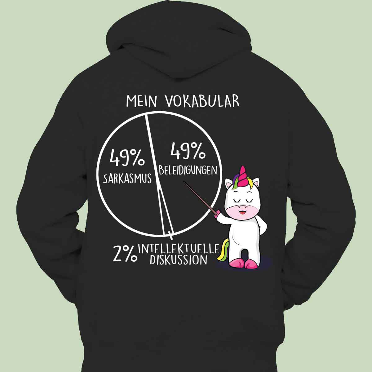 Vokabular Cute Einhorn - Hoodie Unisex Rückendruck