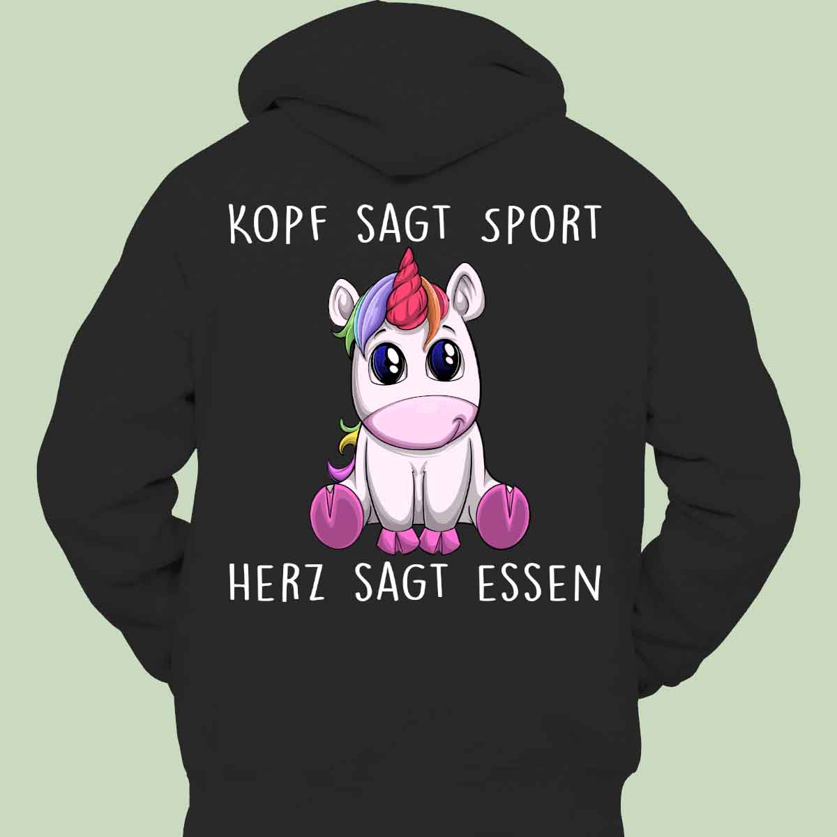 Essen Einhorn - Hoodie Unisex Rückendruck