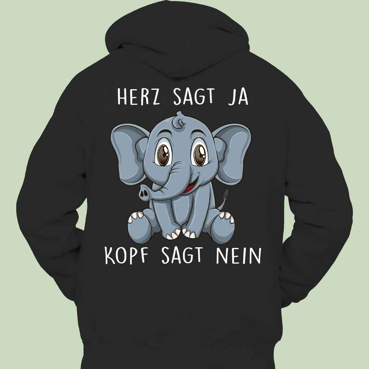 Herz Elefant - Hoodie Unisex Rückendruck