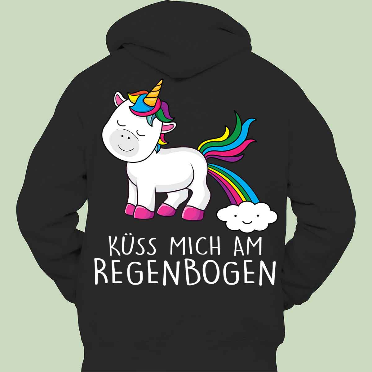 Küss Mich Einhorn - Hoodie Unisex Rückendruck
